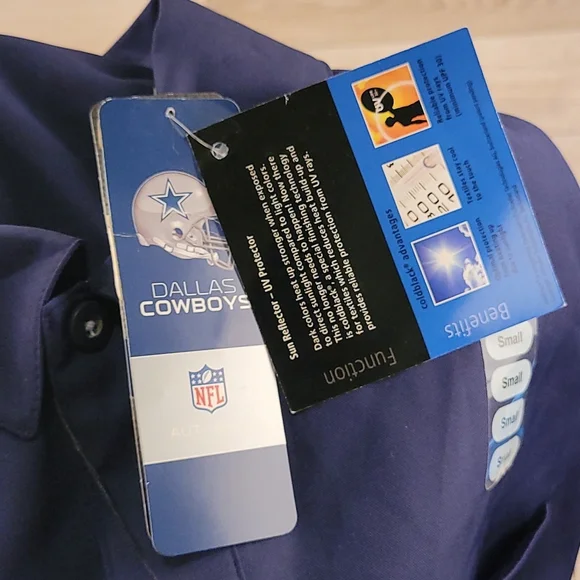 REEBOK ON FIELD Dallas Cowboys NFL Solid Navy Small Short Sleeve Shirt NEW - Picture 9 of 10